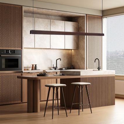 Immax NEO 07302L - Suspension LED dimmable sur câble MADEIRA LED/44W/230V Wi-Fi Tuya 202 cm noyer + télécommande