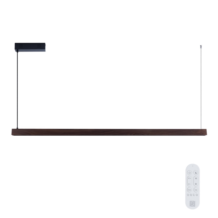 Immax NEO 07302L - Suspension LED dimmable sur câble MADEIRA LED/44W/230V Wi-Fi Tuya 202 cm noyer + télécommande