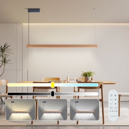 Immax NEO 07303L - Suspension LED à intensité réglable sur câble MADEIRA LED/26W/230V compatible Wi-Fi Tuya 122 cm chêne + télécommande