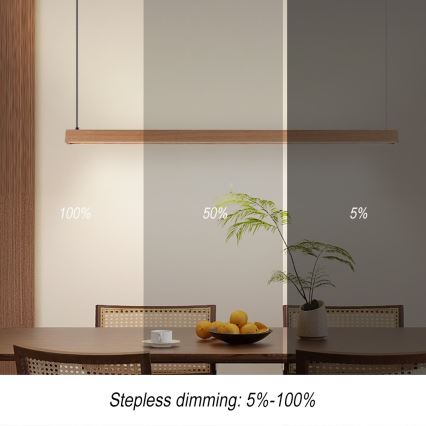 Immax NEO 07303L - Suspension LED à intensité réglable sur câble MADEIRA LED/26W/230V compatible Wi-Fi Tuya 122 cm chêne + télécommande