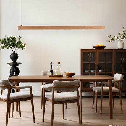 Immax NEO 07303L - Suspension LED à intensité réglable sur câble MADEIRA LED/26W/230V compatible Wi-Fi Tuya 122 cm chêne + télécommande