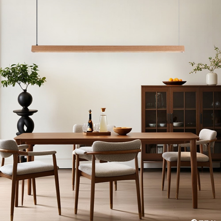 Immax NEO 07303L - Suspension LED à intensité réglable sur câble MADEIRA LED/26W/230V compatible Wi-Fi Tuya 122 cm chêne + télécommande