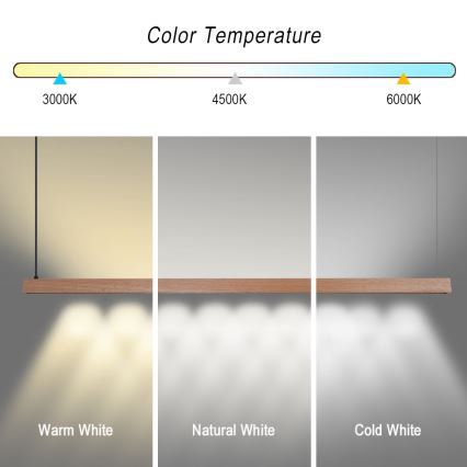 Immax NEO 07304L - Suspension LED dimmable sur câble MADEIRA LED/33W/230V Wi-Fi Tuya 152 cm chêne + télécommande