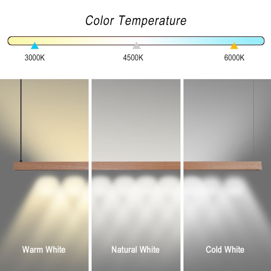 Immax NEO 07304L - Suspension LED dimmable sur câble MADEIRA LED/33W/230V Wi-Fi Tuya 152 cm chêne + télécommande