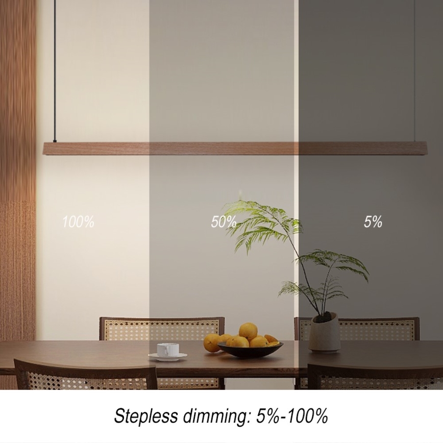 Immax NEO 07304L - Suspension LED dimmable sur câble MADEIRA LED/33W/230V Wi-Fi Tuya 152 cm chêne + télécommande