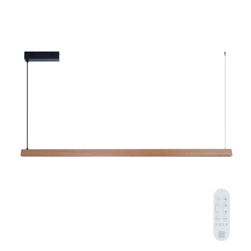Immax NEO 07304L - Suspension LED dimmable sur câble MADEIRA LED/33W/230V Wi-Fi Tuya 152 cm chêne + télécommande