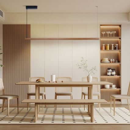 Immax NEO 07305L - Suspension LED dimmable sur câble MADEIRA LED/44W/230V Wi-Fi Tuya 202 cm chêne + télécommande