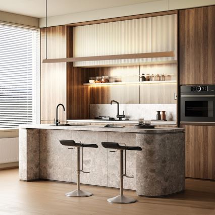 Immax NEO 07305L - Suspension LED dimmable sur câble MADEIRA LED/44W/230V Wi-Fi Tuya 202 cm chêne + télécommande