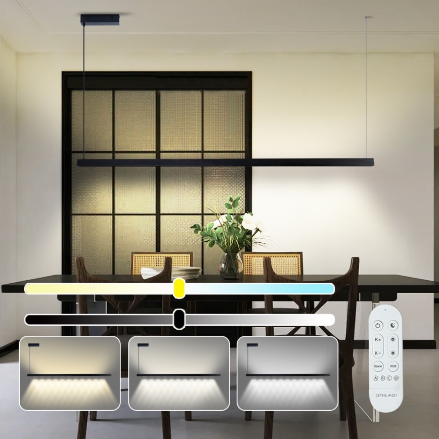 Immax NEO 07308L - Suspension LED dimmable sur câble MADEIRA LED/44W/230V Wi-Fi Tuya 202 cm noir + télécommande