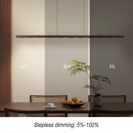 Immax NEO 07309L - Suspension LED dimmable sur câble avec capteur MADEIRA LED/37W/230V 157 cm finition noyer