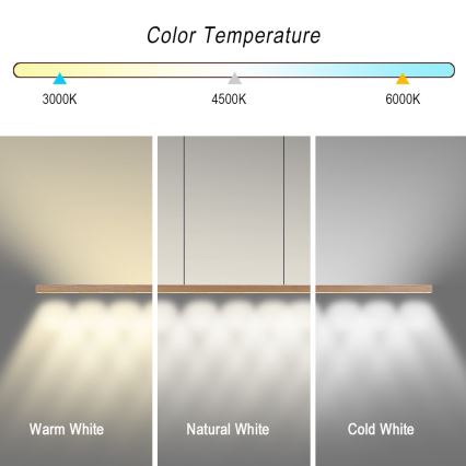 Immax NEO 07310L - Suspension LED dimmable sur câble avec capteur MADEIRA LED/37W/230V 157 cm en frêne