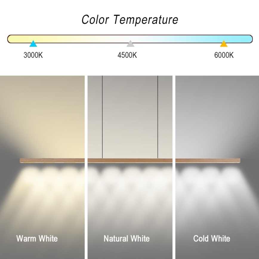 Immax NEO 07310L - Suspension LED dimmable sur câble avec capteur MADEIRA LED/37W/230V 157 cm en frêne