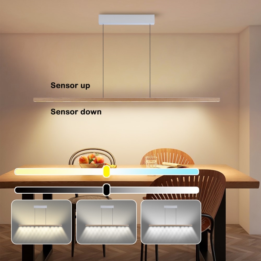Immax NEO 07310L - Suspension LED dimmable sur câble avec capteur MADEIRA LED/37W/230V 157 cm en frêne