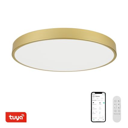 Immax NEO 07311L - Plafonnier LED dimmable SEMPLICI LED/96W/230V Ø 80 cm Wi-Fi Tuya doré + télécommande