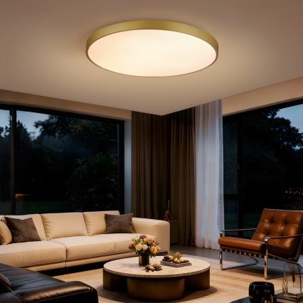 Immax NEO 07311L - Plafonnier LED dimmable SEMPLICI LED/96W/230V Ø 80 cm Wi-Fi Tuya doré + télécommande