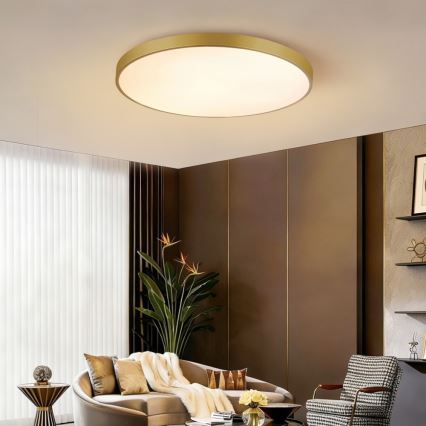 Immax NEO 07311L - Plafonnier LED dimmable SEMPLICI LED/96W/230V Ø 80 cm Wi-Fi Tuya doré + télécommande