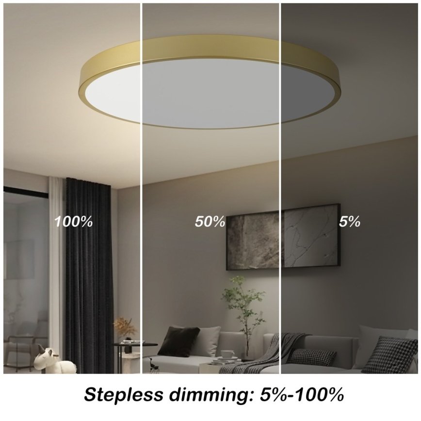 Immax NEO 07311L - Plafonnier LED dimmable SEMPLICI LED/96W/230V Ø 80 cm Wi-Fi Tuya doré + télécommande