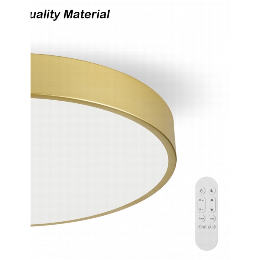 Immax NEO 07311L - Plafonnier LED dimmable SEMPLICI LED/96W/230V Ø 80 cm Wi-Fi Tuya doré + télécommande