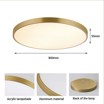 Immax NEO 07311L - Plafonnier LED dimmable SEMPLICI LED/96W/230V Ø 80 cm Wi-Fi Tuya doré + télécommande