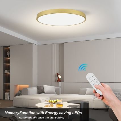 Immax NEO 07312L - Plafonnier LED dimmable SEMPLICI LED/128W/230V Ø 100 cm Wi‑Fi Tuya doré + télécommande