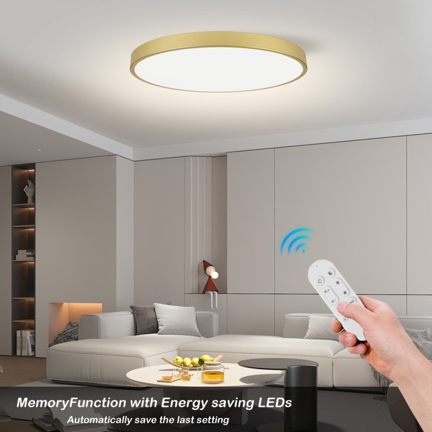 Immax NEO 07312L - Plafonnier LED dimmable SEMPLICI LED/128W/230V Ø 100 cm Wi‑Fi Tuya doré + télécommande