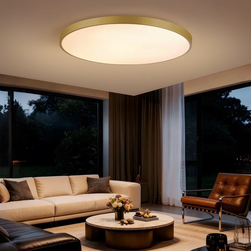 Immax NEO 07312L - Plafonnier LED dimmable SEMPLICI LED/128W/230V Ø 100 cm Wi‑Fi Tuya doré + télécommande