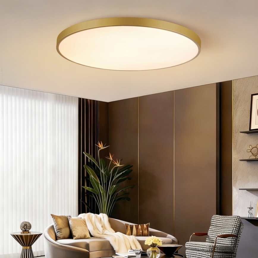 Immax NEO 07312L - Plafonnier LED dimmable SEMPLICI LED/128W/230V Ø 100 cm Wi‑Fi Tuya doré + télécommande