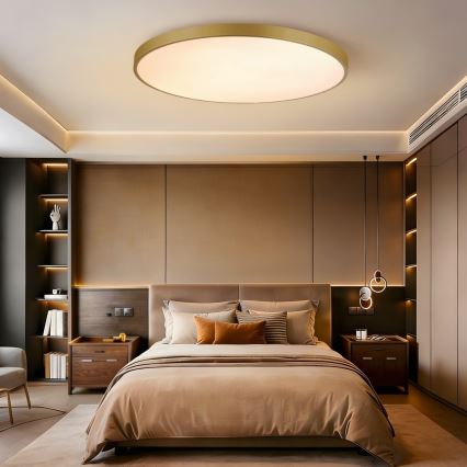 Immax NEO 07312L - Plafonnier LED dimmable SEMPLICI LED/128W/230V Ø 100 cm Wi‑Fi Tuya doré + télécommande