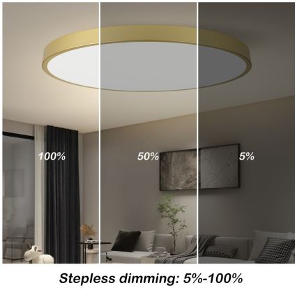 Immax NEO 07312L - Plafonnier LED dimmable SEMPLICI LED/128W/230V Ø 100 cm Wi‑Fi Tuya doré + télécommande