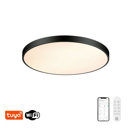 Immax NEO 07313L - Plafonnier LED dimmable SEMPLICI LED/96W/230V Ø 80 cm Wi-Fi Tuya noir + télécommande