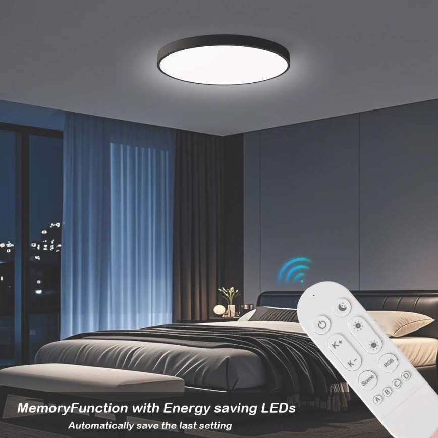Immax NEO 07313L - Plafonnier LED dimmable SEMPLICI LED/96W/230V Ø 80 cm Wi-Fi Tuya noir + télécommande