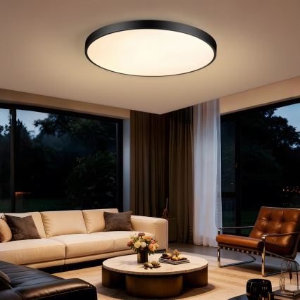 Immax NEO 07313L - Plafonnier LED dimmable SEMPLICI LED/96W/230V Ø 80 cm Wi-Fi Tuya noir + télécommande