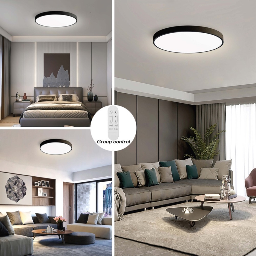 Immax NEO 07313L - Plafonnier LED dimmable SEMPLICI LED/96W/230V Ø 80 cm Wi-Fi Tuya noir + télécommande