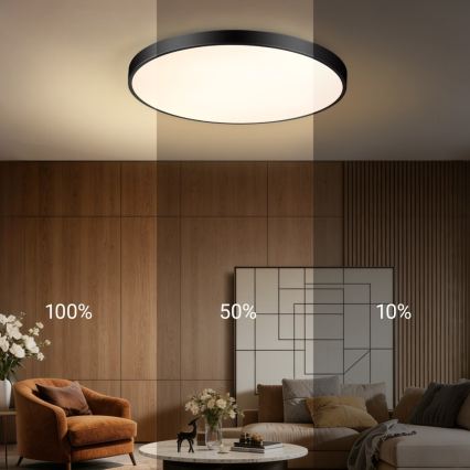 Immax NEO 07313L - Plafonnier LED dimmable SEMPLICI LED/96W/230V Ø 80 cm Wi-Fi Tuya noir + télécommande