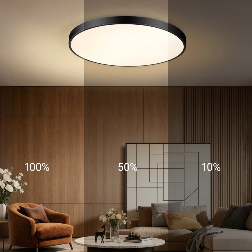 Immax NEO 07313L - Plafonnier LED dimmable SEMPLICI LED/96W/230V Ø 80 cm Wi-Fi Tuya noir + télécommande