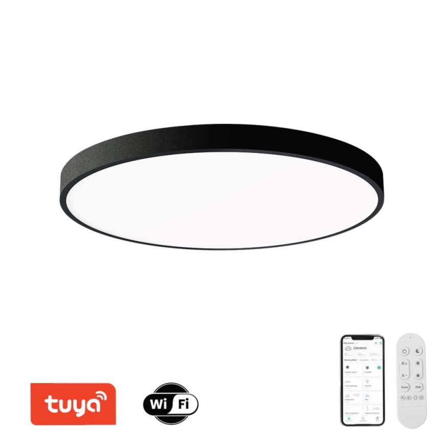 Immax NEO 07314L - Plafonnier LED dimmable SEMPLICI LED/128W/230V Ø 100 cm Wi-Fi Tuya noir + télécommande