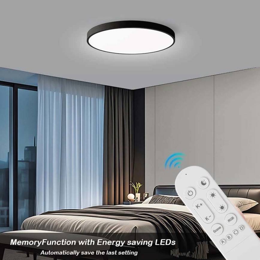 Immax NEO 07314L - Plafonnier LED dimmable SEMPLICI LED/128W/230V Ø 100 cm Wi-Fi Tuya noir + télécommande