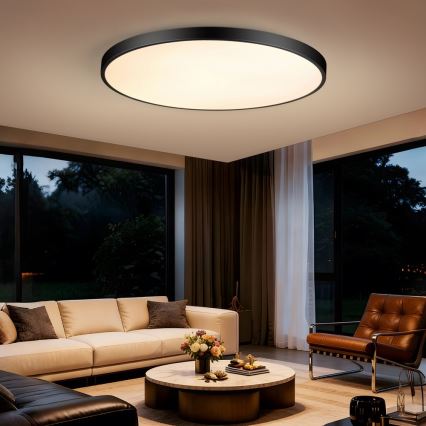 Immax NEO 07314L - Plafonnier LED dimmable SEMPLICI LED/128W/230V Ø 100 cm Wi-Fi Tuya noir + télécommande