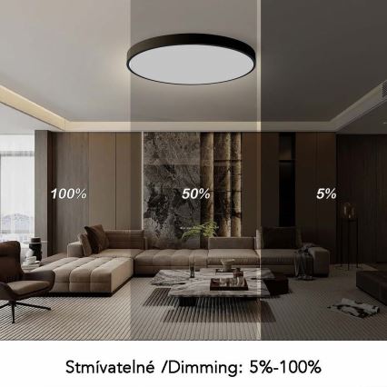 Immax NEO 07314L - Plafonnier LED dimmable SEMPLICI LED/128W/230V Ø 100 cm Wi-Fi Tuya noir + télécommande
