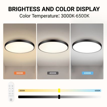 Immax NEO 07314L - Plafonnier LED dimmable SEMPLICI LED/128W/230V Ø 100 cm Wi-Fi Tuya noir + télécommande