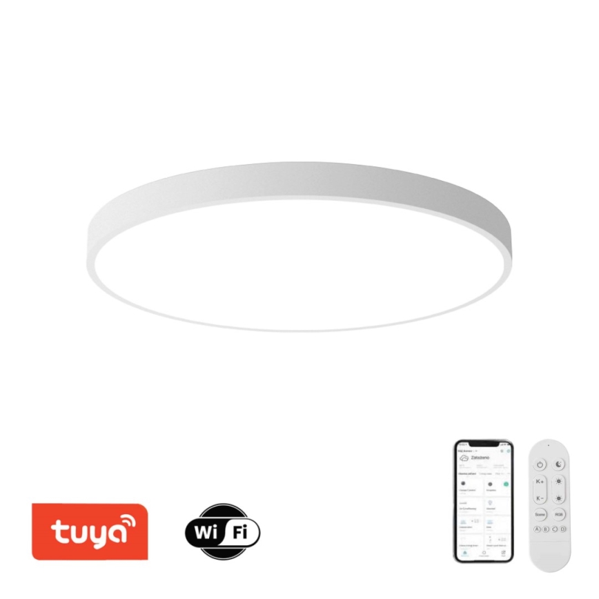 Immax NEO 07315L - Plafonnier LED dimmable SEMPLICI LED/96W/230V Ø 80 cm Wi‑Fi Tuya blanc + télécommande