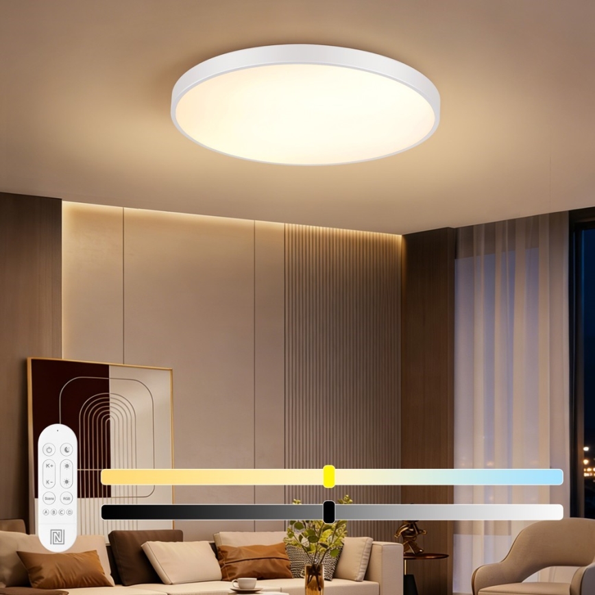 Immax NEO 07315L - Plafonnier LED dimmable SEMPLICI LED/96W/230V Ø 80 cm Wi‑Fi Tuya blanc + télécommande