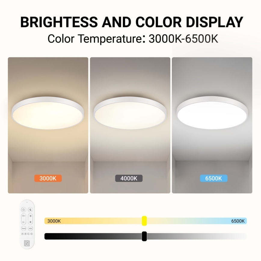 Immax NEO 07315L - Plafonnier LED dimmable SEMPLICI LED/96W/230V Ø 80 cm Wi‑Fi Tuya blanc + télécommande