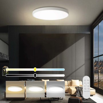Immax NEO 07315L - Plafonnier LED dimmable SEMPLICI LED/96W/230V Ø 80 cm Wi‑Fi Tuya blanc + télécommande