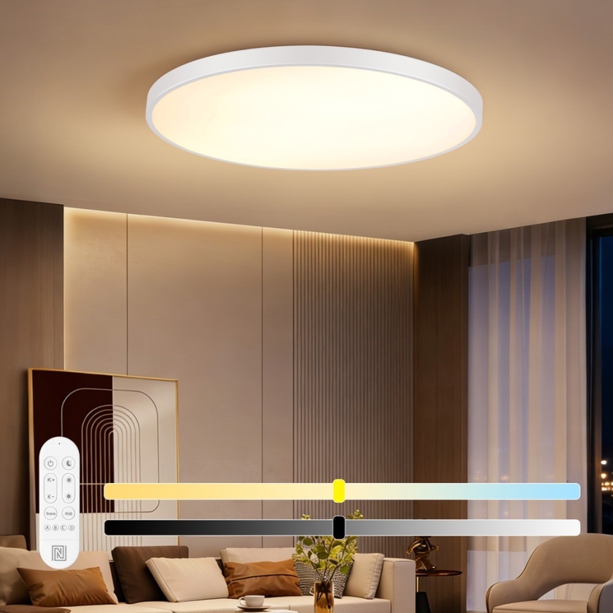 Immax NEO 07316L - Plafonnier LED dimmable SEMPLICI LED/128W/230V diam. 100 cm Wi-Fi Tuya blanc + télécommande