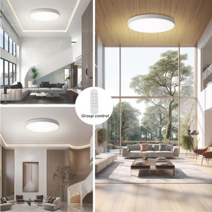 Immax NEO 07316L - Plafonnier LED dimmable SEMPLICI LED/128W/230V diam. 100 cm Wi-Fi Tuya blanc + télécommande