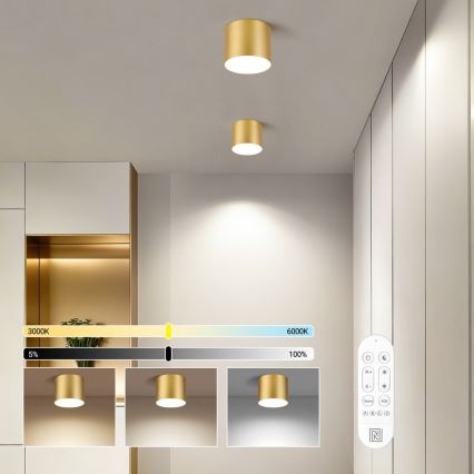Immax NEO 07317L - Plafonnier LED dimmable RONDATE LED/18W/230V Ø 11,5 cm Wi-Fi Tuya doré