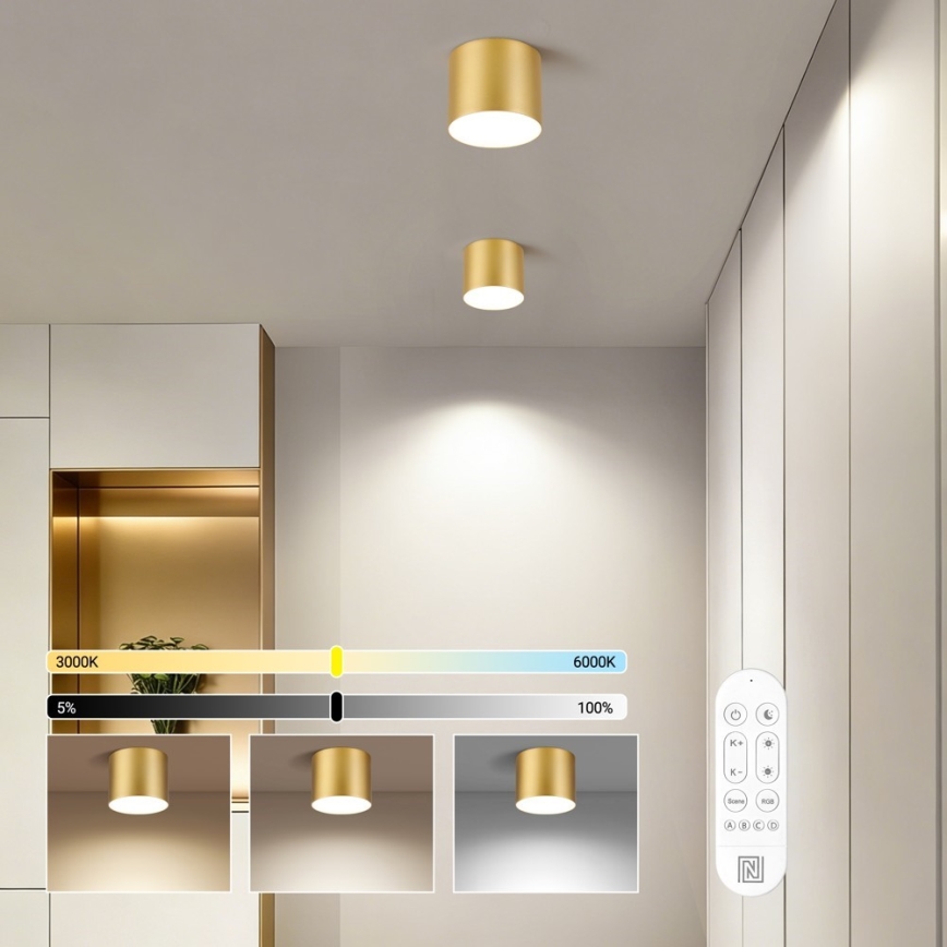 Immax NEO 07317L - Plafonnier LED dimmable RONDATE LED/18W/230V Ø 11,5 cm Wi-Fi Tuya doré
