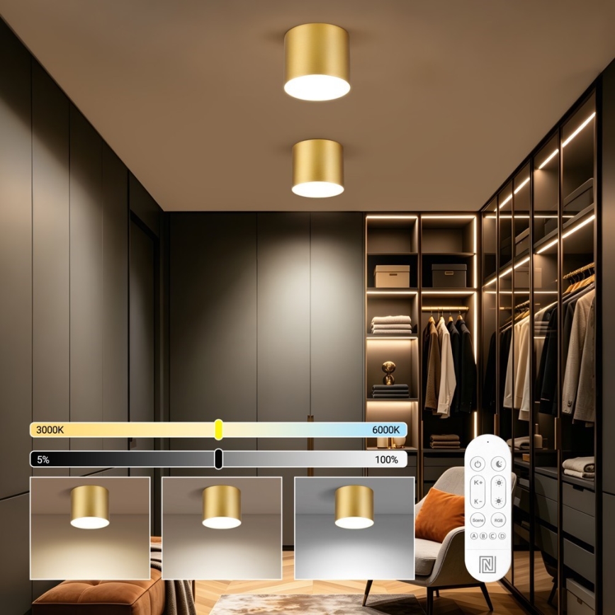 Immax NEO 07318L - Plafonnier LED dimmable RONDATE LED/32W/230V Ø 16,5 cm Wi-Fi Tuya doré