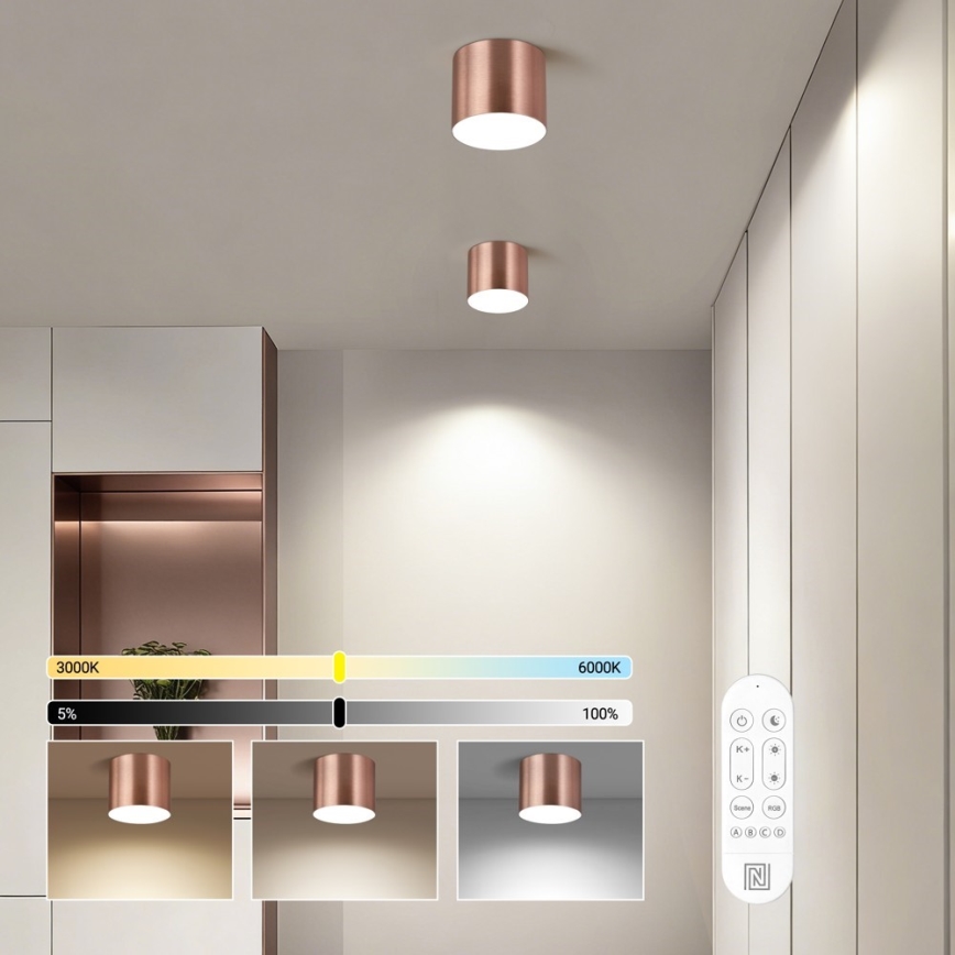 Immax NEO 07319L - Plafonnier LED dimmable RONDATE LED/18W/230V Ø 11,5 cm Wi-Fi Tuya or rose